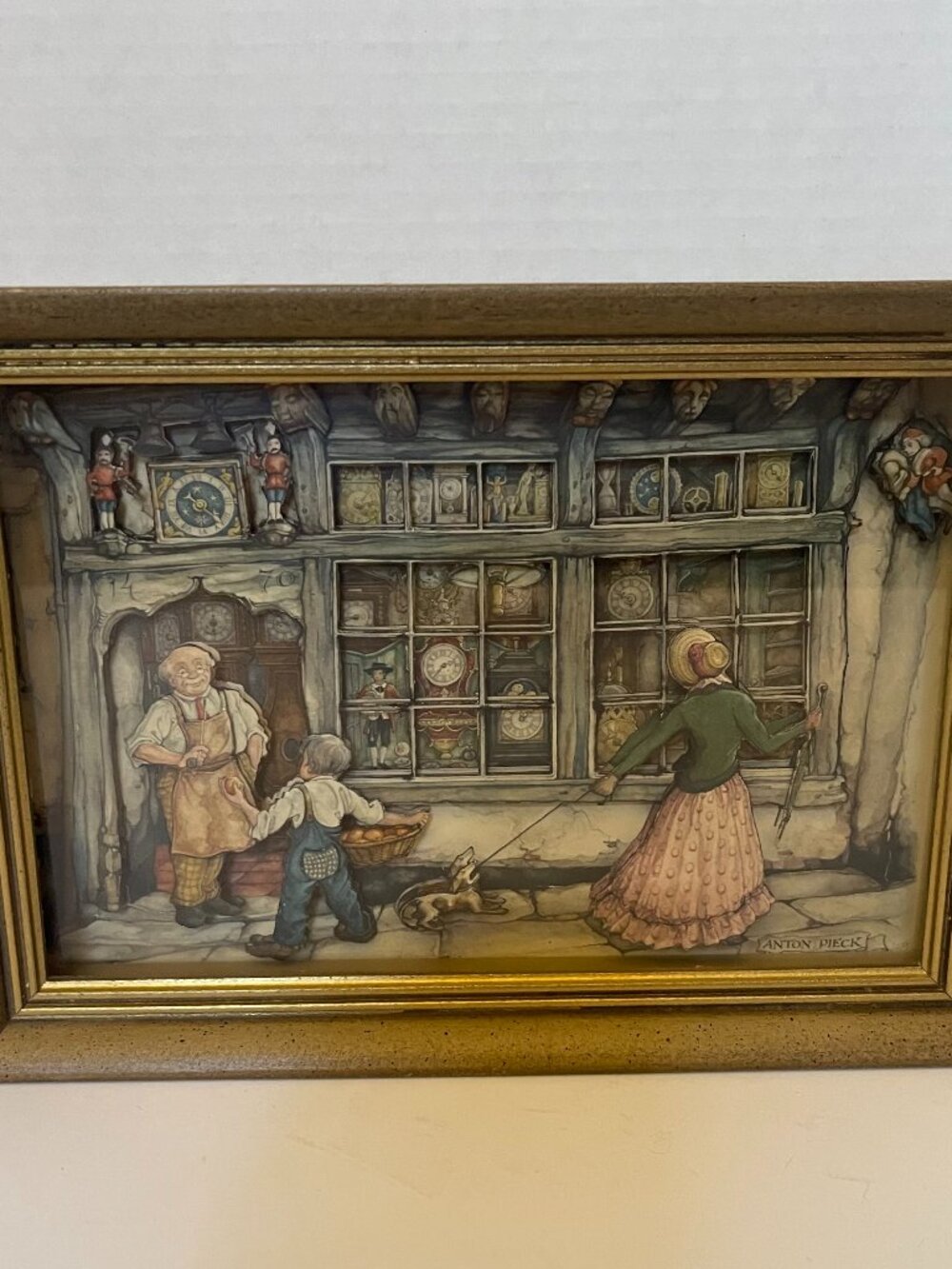 VTG Anton Pieck 3D Shadow Box Art Diorama Gallery Wall Cottage "The Clock Shop"